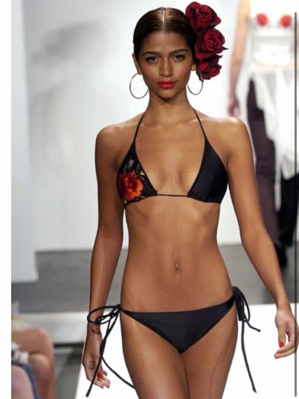mara hoffman vintage white rose embroidered bikini string circle spanish inspo